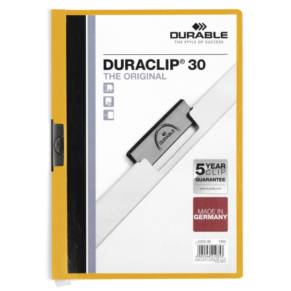 Durable Duraclip chemise à clip A4 pour 30 pages - orange 220009 310136 - 1