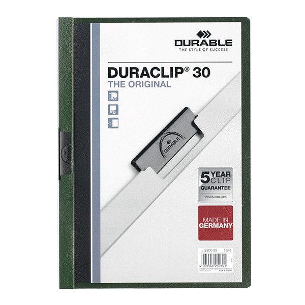 Durable Duraclip chemise à clip A4 pour 30 pages - vert foncé 220032 310141 - 1