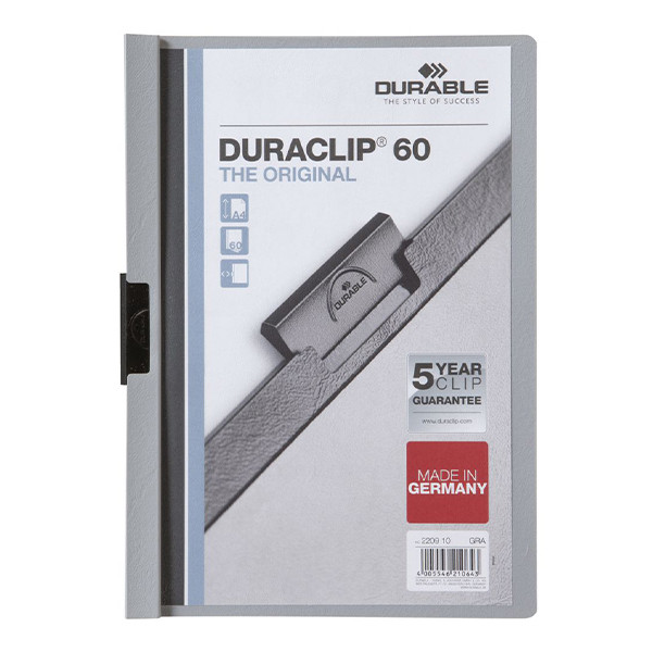Durable Duraclip chemise à clip A4 pour 60 pages - gris 220910 310145 - 1