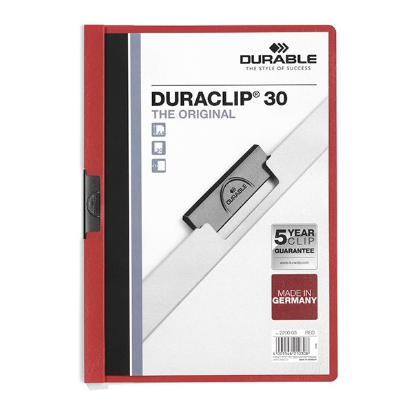 Durable chemise à clip A4 pour 30 feuilles - rouge 220003 310042 - 1