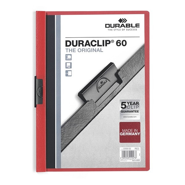 Durable chemise à clip A4 pour 60 feuilles - rouge 220903 310047 - 1