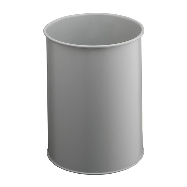 Durable corbeille à papier pleine en acier - gris 330110 310026 - 1