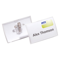 Durable porte-badge bombé avec clip et épingle 75 x 40 mm (25 pièces) 821119 310081
