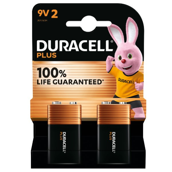 Duracell Plus 100% Life 9V / 6LR61 / E-Block pile alcaline (2 pièces) ADU00225 - 1
