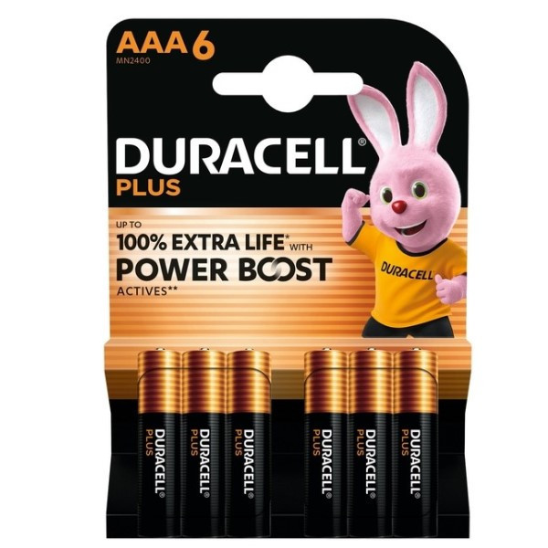 Duracell Plus Power Boost 100% Extra Life AAA / MN2400 / LR03 pile alcaline (6 pièces) ADU00401 - 1