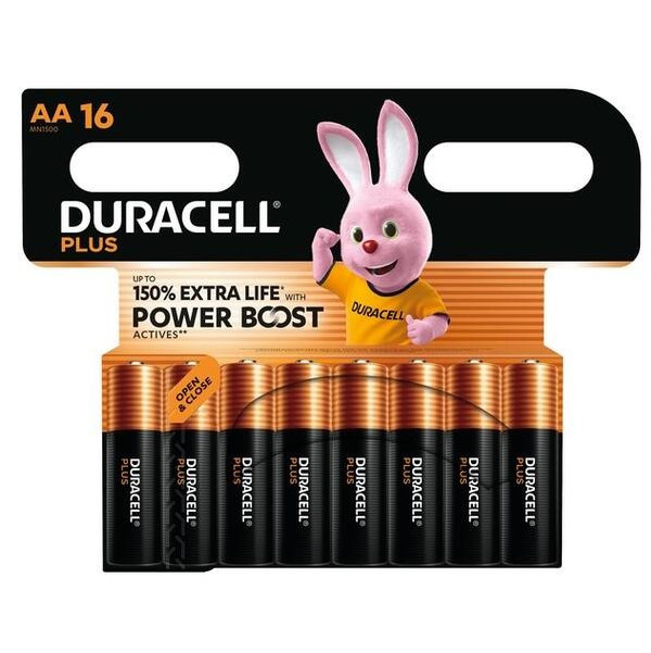 Duracell Plus Power Boost 150% Extra Life AA / MN1500 / LR06 pile alcaline (16 pièces) ADU00398 - 1