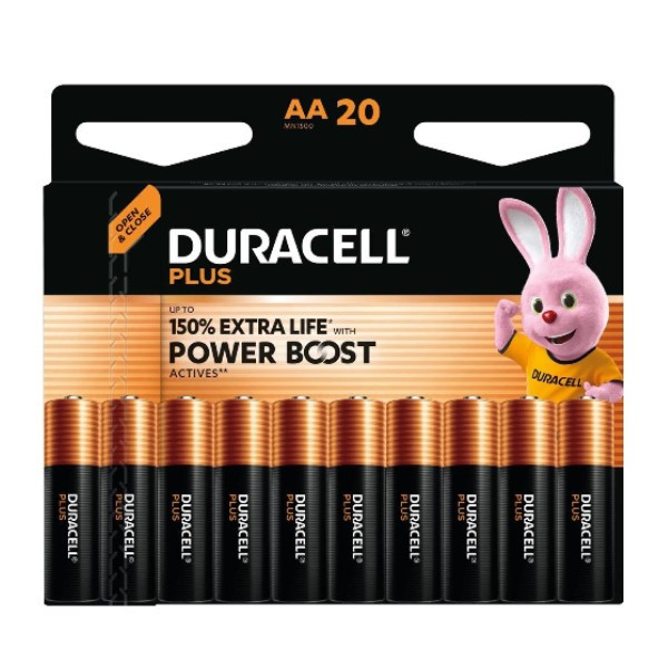 Duracell Plus Power Boost 150% Extra Life AA / MN1500 / LR06 pile alcaline (20 pièces) ADU00399 - 1