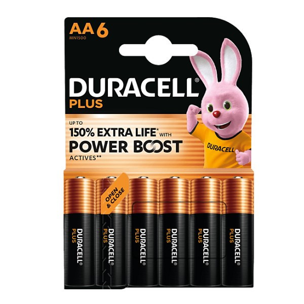 Duracell Plus Power Boost 150% Extra Life AA / MN1500 / LR06 pile alcaline (6 pièces) ADU00395 - 1