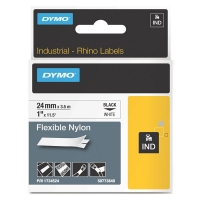 Dymo 1734524 IND Rhino ruban d'étiquettes nylon flexible 24 mm (d'origine) - noir sur blanc 1734524 088718