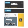 Dymo 1734524 IND Rhino ruban d'étiquettes nylon flexible 24 mm (d'origine) - noir sur blanc