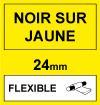 Dymo 1734525 IND Rhino ruban d'étiquettes nylon flexible 24 mm (marque 123encre) - noir sur jaune