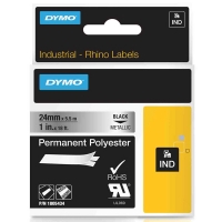 Dymo 1805434 IND Rhino ruban d'étiquettes polyester permanent noir sur métal 24 mm (d'origine) 1805434 088692
