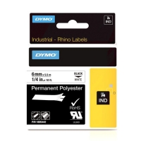 Dymo 1805442 IND Rhino ruban d'étiquettes polyester permanent 6 mm (d'origine) - noir sur blanc 1805442 088664