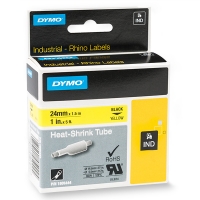 Dymo 1805444 IND Rhino ruban d'étiquettes thermorétractables - noir sur jaune 24 mm (d'origine) 1805444 088712