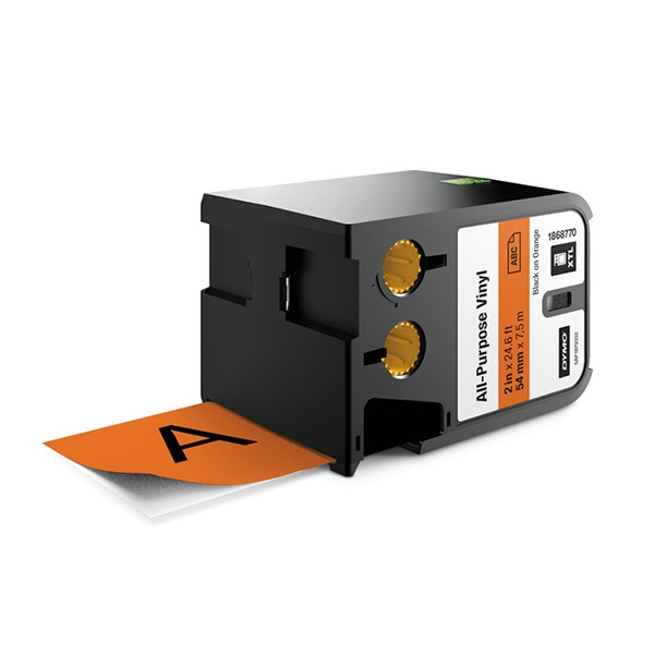 Dymo 1868770 XTL étiquettes vinyle 54 mm (d'origine) - noir sur orange 1868770 089006 - 1