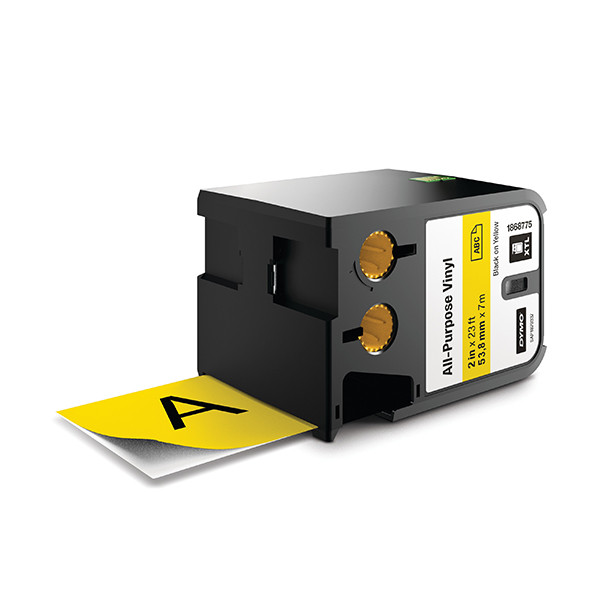Dymo 1868775 XTL étiquettes vinyle 54 mm (d'origine) - noir sur jaune 1868775 089008 - 1