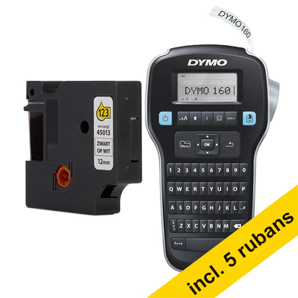 Dymo LabelManager 160 système de lettrage (QWERTY) + 5 rubans noir sur blanc 833461 - 1
