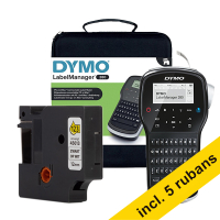 Dymo LabelManager 280 système de lettrage avec mallette de transport (QWERTY) + 5 rubans noir sur blanc 833464