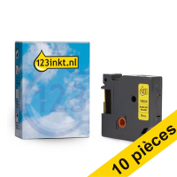 Offre : 10x Dymo S0718290/18054 IND Rhino ruban thermorétractable 9 mm (marque 123encre) - noir sur jaune 650861