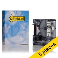 Offre : 5x Dymo S0718280/18053 IND Rhino ruban d'étiquettes thermorétractables 9 mm (marque 123encre) - noir sur blanc 653091