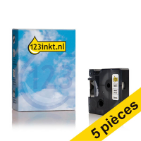 Offre : 5x Dymo S0718260/18051 IND Rhino ruban d'étiquettes thermorétractables 6 mm (marque 123encre) - noir sur blanc 650863