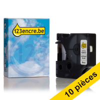 Dymo Offre : 10x Dymo S0720780 / 43613 ruban 6 mm (marque 123encre) - noir sur blanc S0720780C 650782