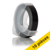Offre : 10x Dymo S0898130 / 520109 ruban en relief (marque 123encre) - blanc sur noir 650788 - 1