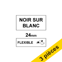 Dymo Offre : 3x Dymo 1734524 IND Rhino ruban d'étiquettes nylon flexible noir sur blanc 24 mm (marque 123encre) 1734524C 089251