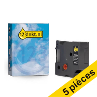 Offre : 5x Dymo 1805436 IND Rhino tape vinyle 19 mm (marque 123encre) - blanc sur noir 650872