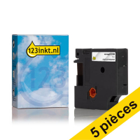 Offre : 5x Dymo 622289 IND Rhino ruban d'étiquettes permanentes polyester 12 mm (marque 123encre) - noir sur transparent 650867