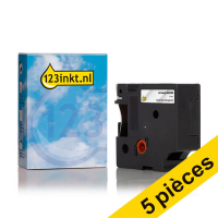 Offre : 5x Dymo 622290 IND Rhino ruban d'étiquettes permanentes 19 mm (marque 123encre) - noir sur transparent 650870