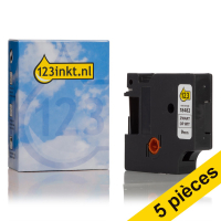 Offre : 5x Dymo S0718240/18482 IND Rhino ruban d'étiquettes permanentes polyester 9 mm (marque 123encre) - noir sur blanc 650590