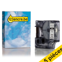 Dymo Offre : 5x Dymo S0718280/18053 IND ruban d'étiquettes thermorétractables 9 mm (marque 123encre) - noir sur blanc S0718280C 650591