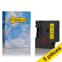Dymo Offre : 5x Dymo S0718450/18432 IND Rhino ruban vinyle 12 mm (marque 123encre) - noir sur jaune S0718450C 650584