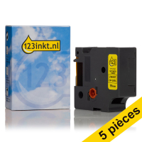 Offre : 5x Dymo S0718470/18433 IND Rhino ruban vinyle 19 mm (marque 123encre) - noir sur jaune 650592