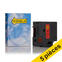 Offre : 5x Dymo S0720870 / 45807 ruban 19 mm (marque 123encre) - noir sur rouge 650865