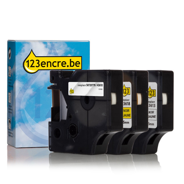 Dymo Offre : Marque 123encre remplace Dymo D1 6 mm multipack de ruban d'étiquettes S0720770C S0720780C S0720790C 089228 - 1