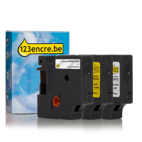 Offre : Marque 123encre remplace Dymo D1 9 mm multipack de ruban d'étiquettes (noir sur blanc, noir sur transparent et noir sur jaune)