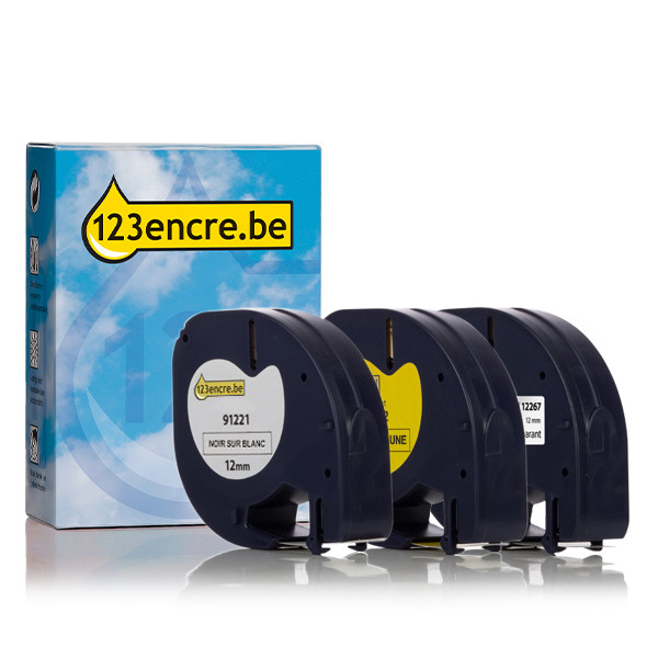 Dymo Offre : marque 123encre remplace le multipack de ruban adhésif Dymo Letratag 12 mm S0721530C S0721610C S0721620C 089245 - 1
