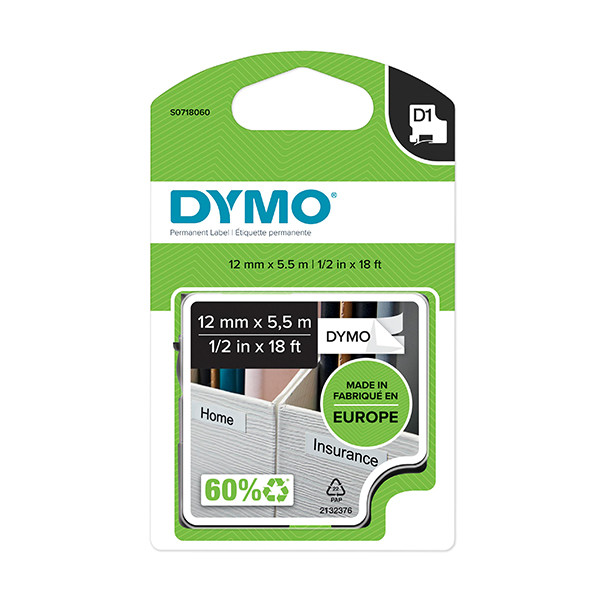 Dymo S0718060/16959 ruban d'étiquettes permanentes polyester 12 mm (d'origine) S0718060 088530 - 1