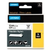 Dymo S0718100/18488 IND Rhino ruban d'étiquettes nylon flexible 12 mm (d'origine) - noir sur blanc