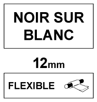 Dymo S0718100/18488 IND Rhino ruban nylon flexible 12 mm (marque 123encre) - noir sur blanc 18488C 088715