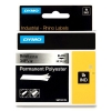 Dymo S0718170/18485 IND Rhino ruban d'étiquettes permanentes polyester 9 mm (d'origine) - noir sur métallique