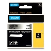 Dymo S0718180/18486 IND Rhino ruban d'étiquettes permanentes polyester 12 mm (d'origine) - noir sur métallique