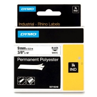 Dymo S0718240/18482 IND Rhino ruban d'étiquettes permanentes polyester 9 mm (d'origine) - noir sur blanc 18482 S0718240 088666