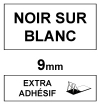 Dymo S0718240/18482 IND Rhino ruban d'étiquettes permanentes polyester 9 mm (marque 123encre) - noir sur blanc