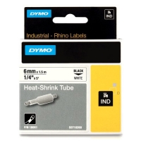 Dymo S0718260/18051 IND Rhino ruban d'étiquettes thermorétractables 6 mm (d'origine) - noir sur blanc 18051 088694