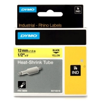 Dymo S0718310/18056 IND Rhino ruban d'étiquettes thermorétractables 12 mm (d'origine) - noir sur jaune 18056 088708