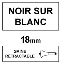 Dymo S0718330/18057 IND Rhino ruban d'étiquettes thermorétractables - noir sur blanc 19 mm (marque 123encre) 18057C 088701 - 1