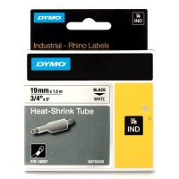 Dymo S0718330/18057 IND Rhino ruban d'étiquettes thermorétractables 19 mm (d'origine) - noir sur blanc 18057 088700